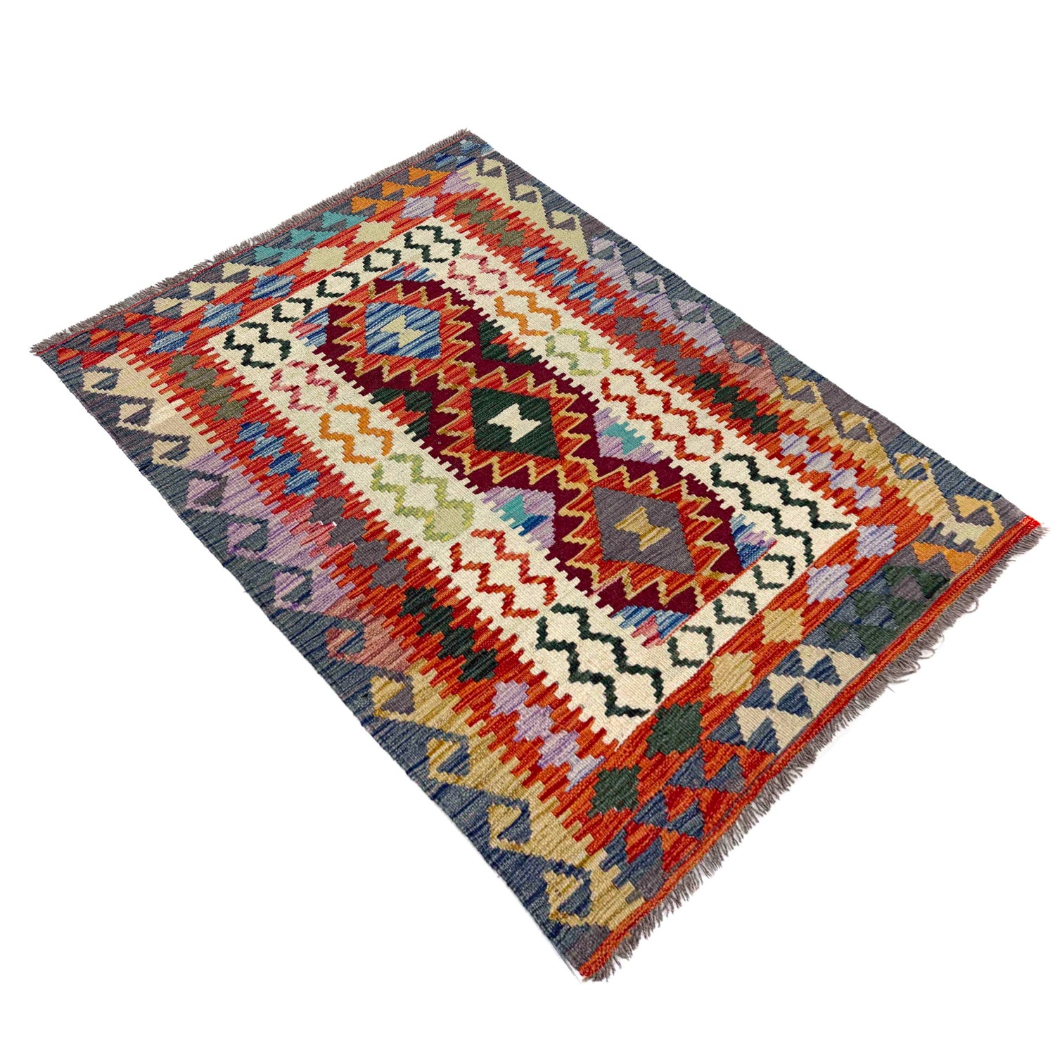 Handmade Vegetable Kelim 3' 5" x 4' 8" (ft) - No. Y39939