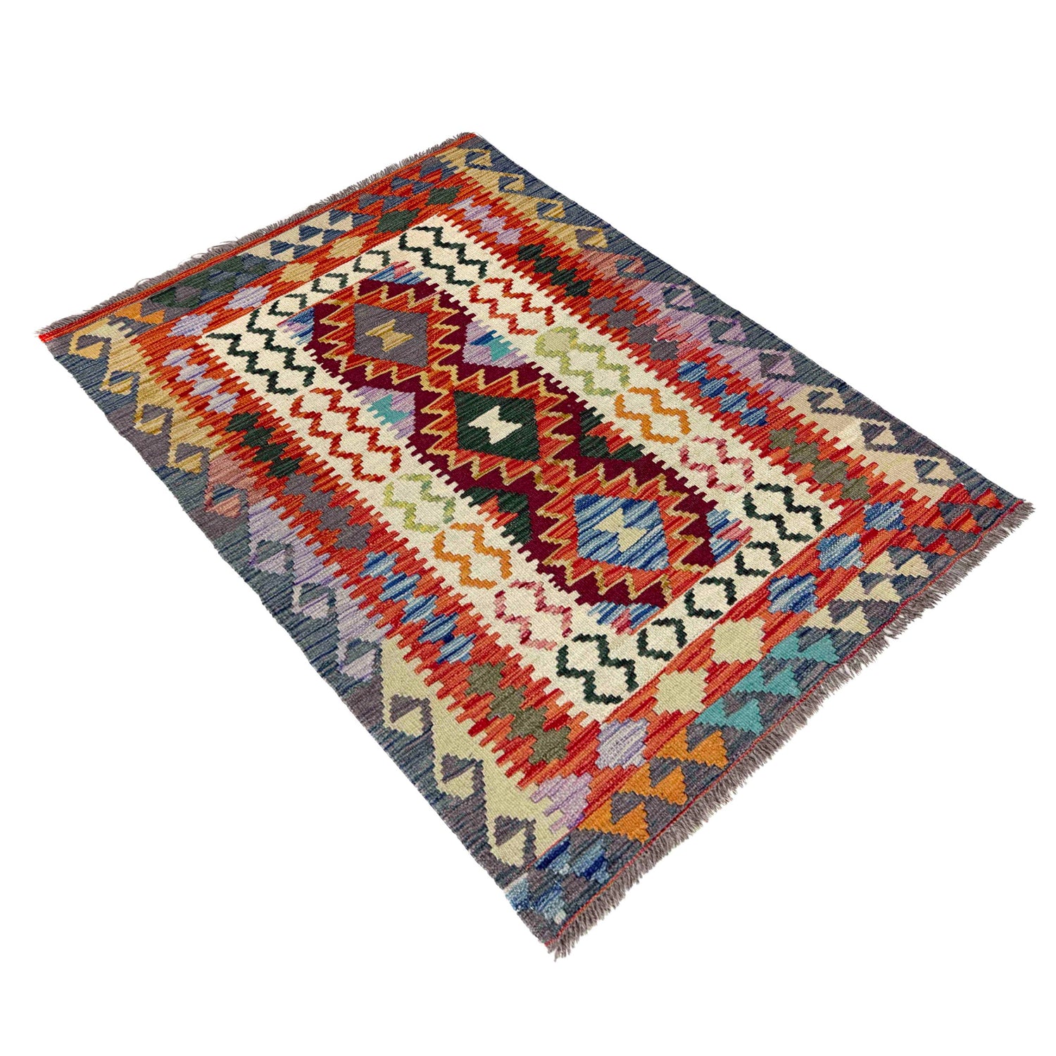 Handmade Vegetable Kelim 3' 5" x 4' 8" (ft) - No. Y39939