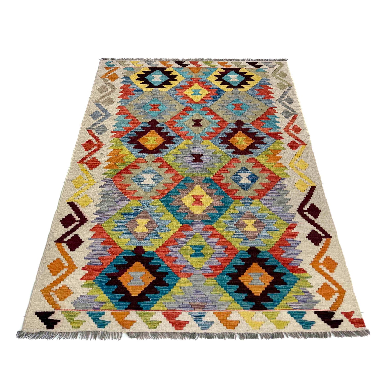 Handmade Vegetable Kelim 3' 5" x 5' 4" (ft) - No. Y39940