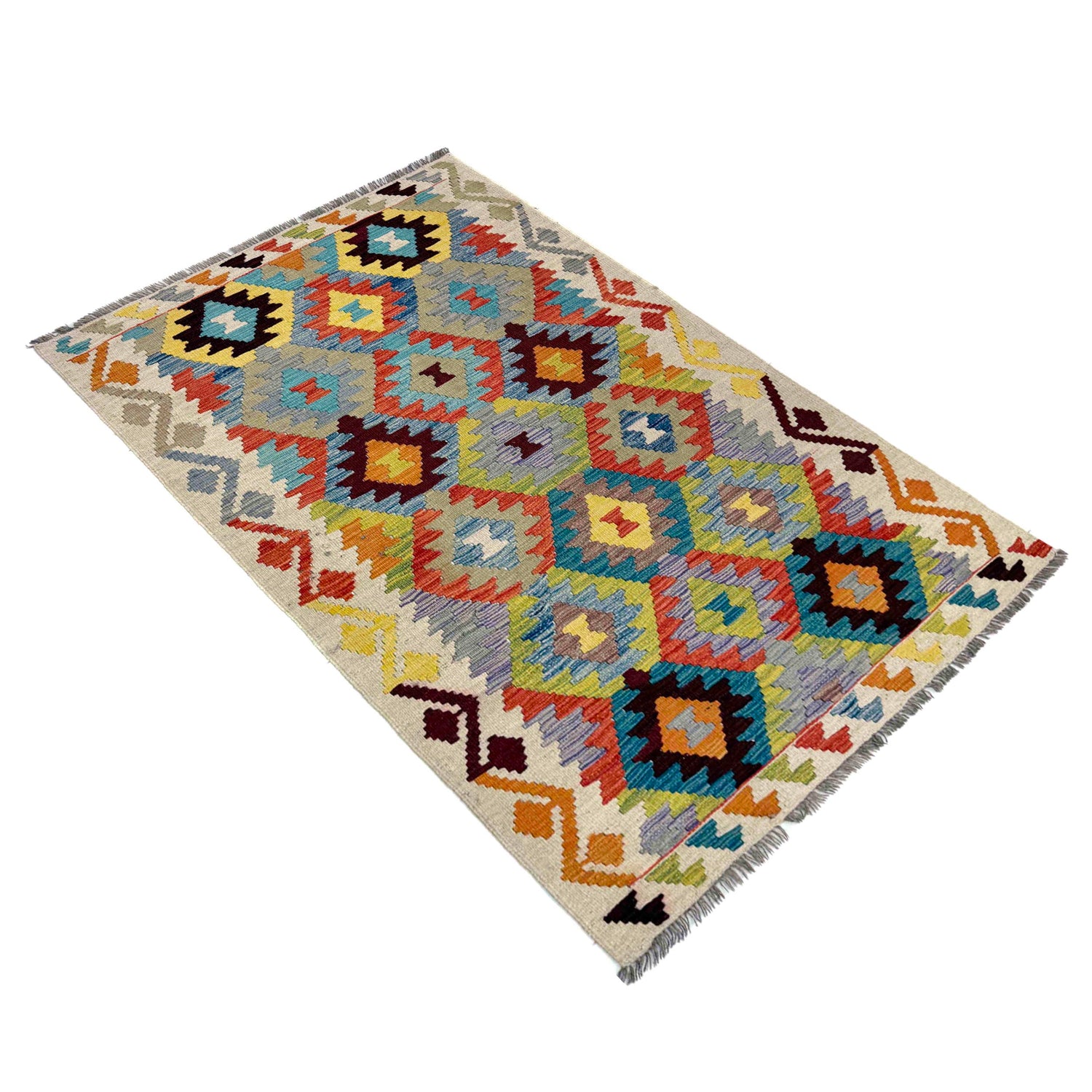 Handmade Vegetable Kelim 3' 5" x 5' 4" (ft) - No. Y39940