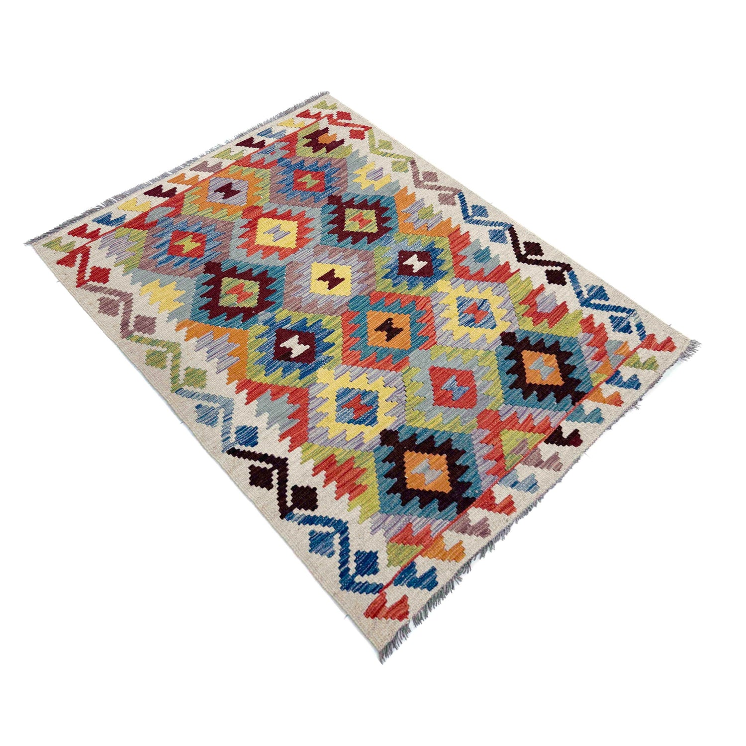 Handmade Vegetable Kilim 3' 7" x 4' 11" (ft) - No. Y39942