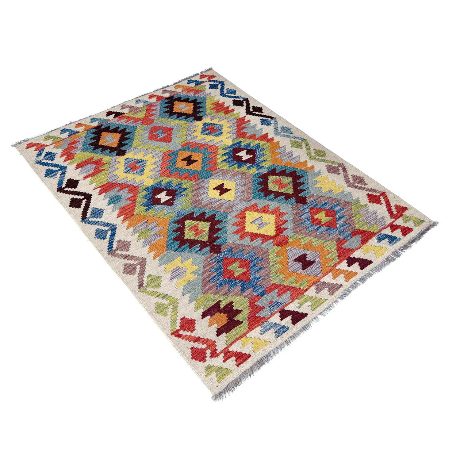 Handmade Vegetable Kilim 3' 7" x 4' 11" (ft) - No. Y39942