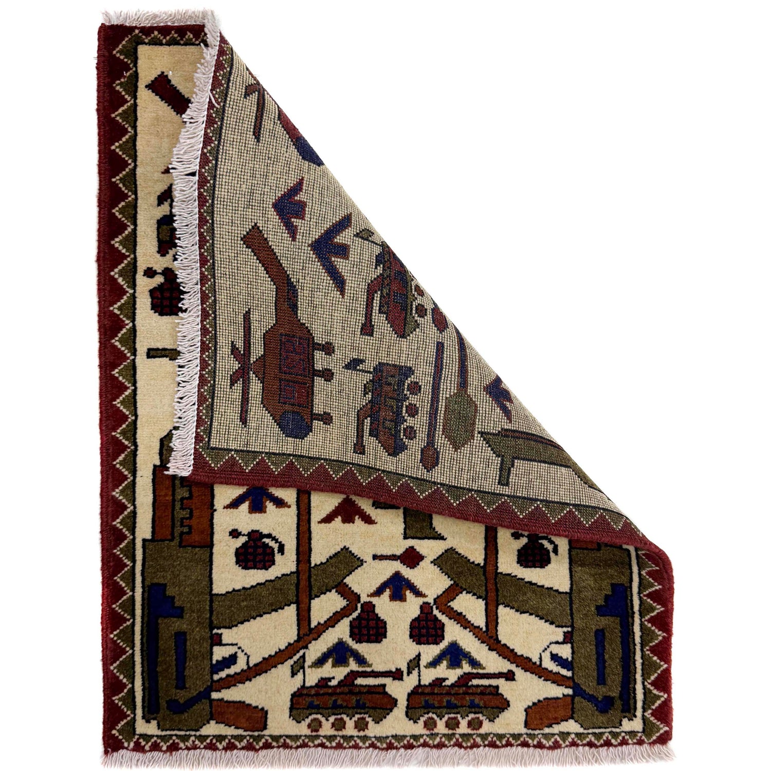 Hand Knotted War Rug 1' 11" x 2' 5" (ft) - No. Y39954