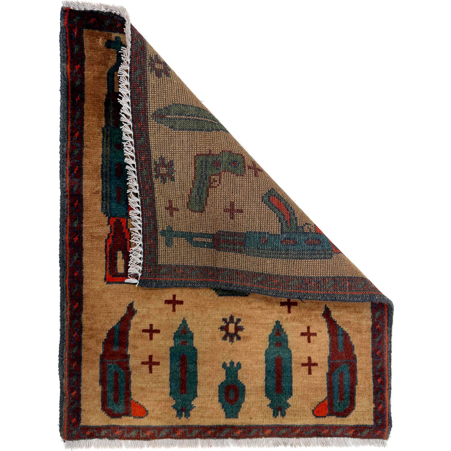 Hand Knotted War Rug 1' 11" x 2' 5" (ft) - No. Y39961