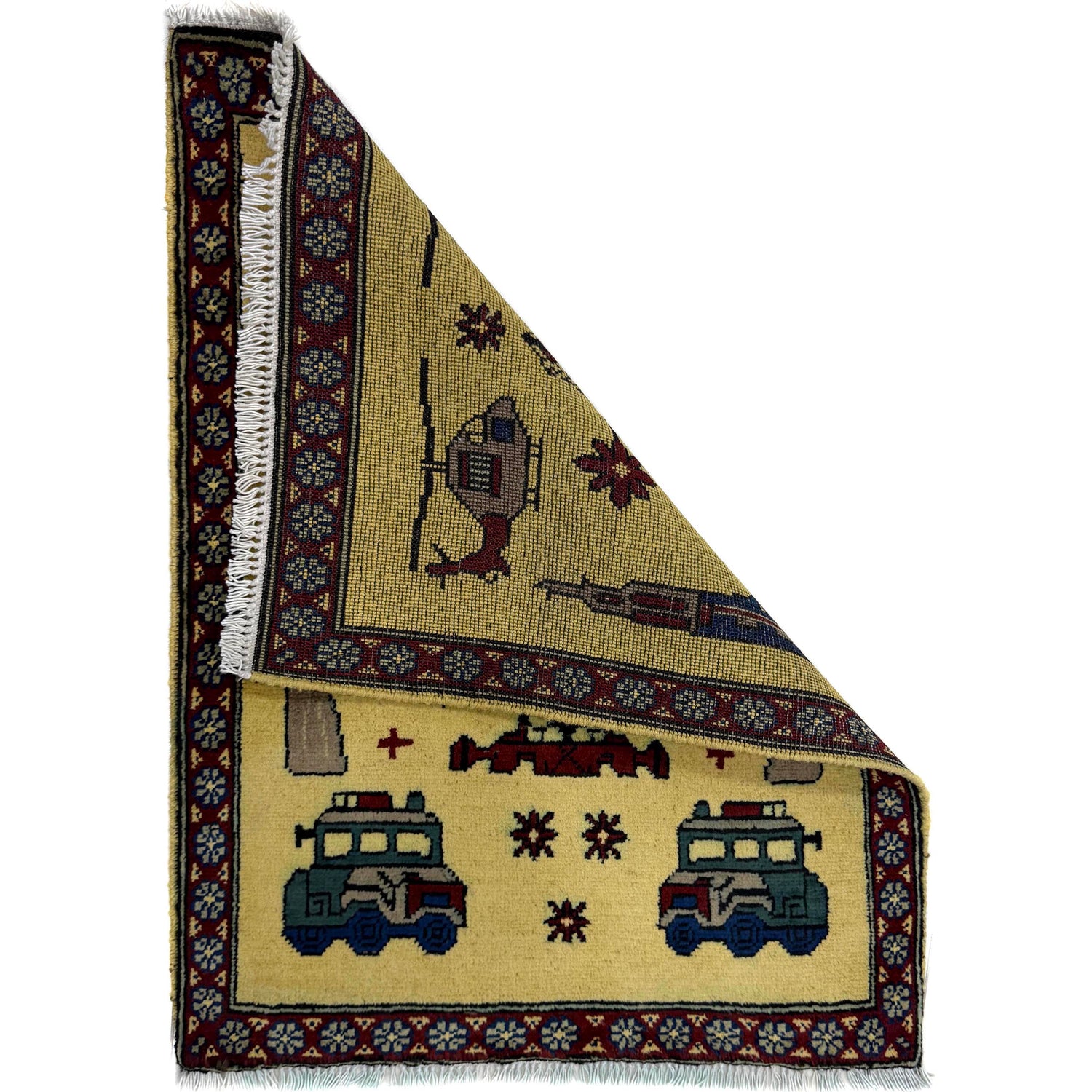 Hand Knotted War Rug 1' 11" x 2' 7" (ft) - No. Y39974