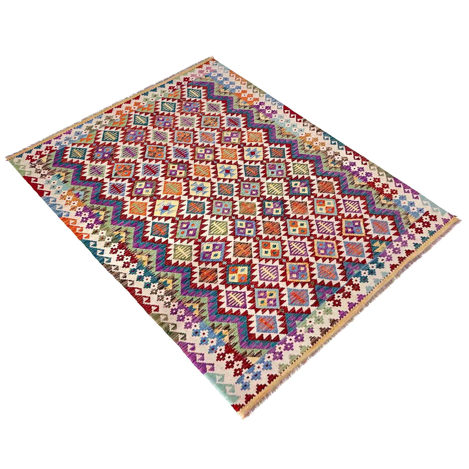 Handmade Vegetable Kelim 5' 10" x 8' 6" (ft) - No. Y39990
