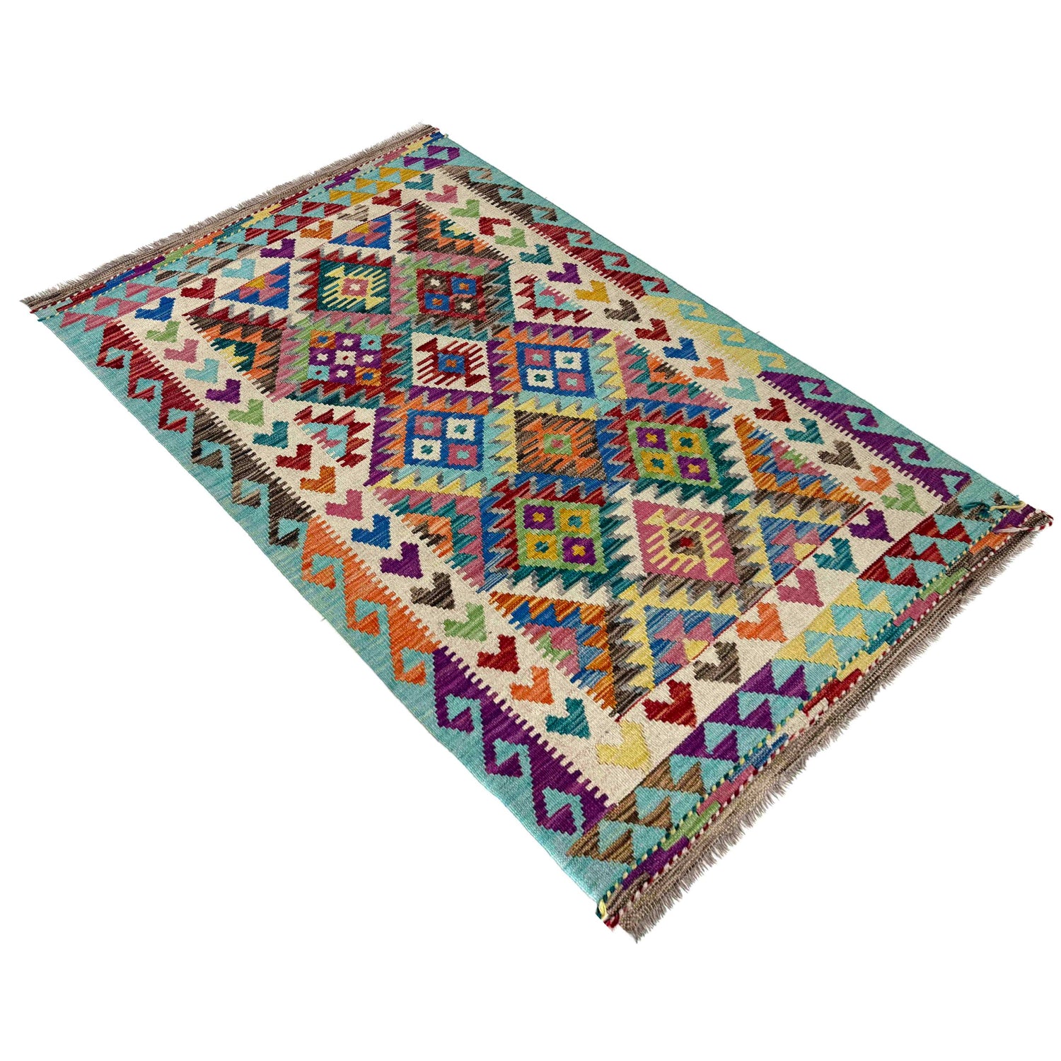 Handmade Vegetable Kilim 3' 4" x 5' 3" (ft) - No. Y40032