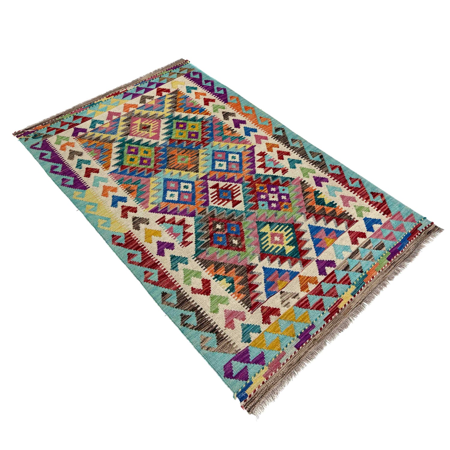Handmade Vegetable Kilim 3' 4" x 5' 3" (ft) - No. Y40032