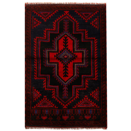 Hand Knotted Baluchi Rug 3' 0 x 4' 3 (ft) - No. B17638