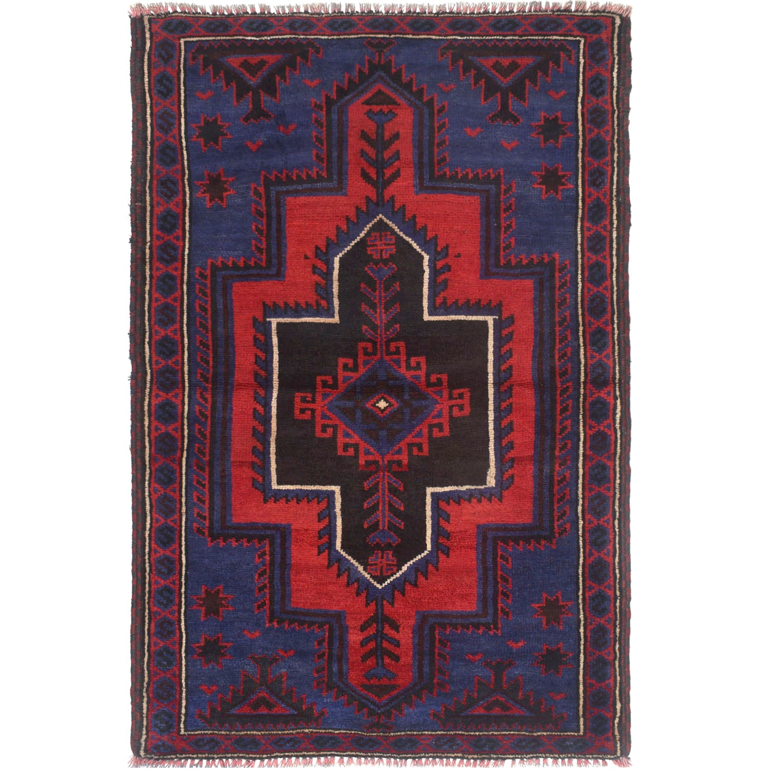 Blue Color Baluchi Rug 3' 1 x 5' 1 (ft) - No. G15344