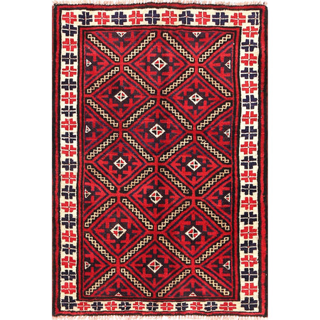 Red Baluchi Rug 2' 7 x 4' 1 (ft) - No. R18995